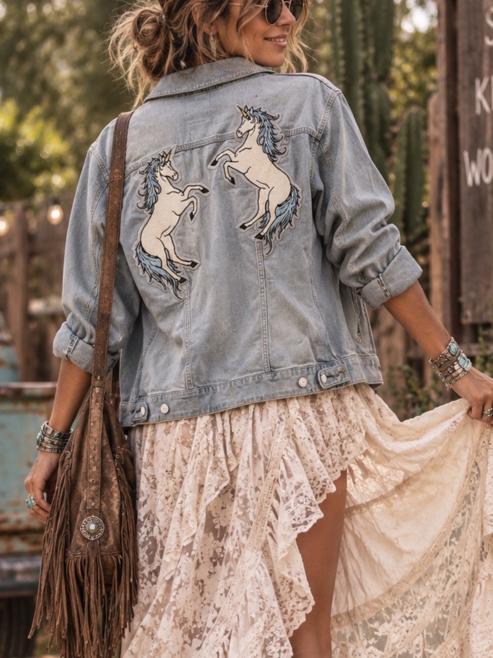Whimsical Unicorn Denim Jacket